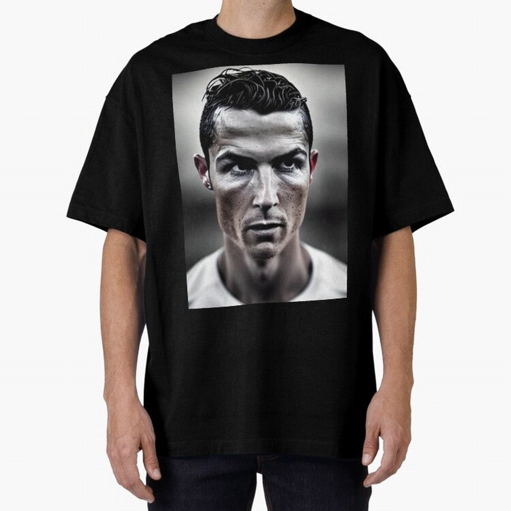 Cristiano Ronaldo Portrait Oversized T-Shirt Remember FIFA World Cup 2026 USA Canada Mexico Spirit, Centered on England and Germany, Haaland and Mbappe, Champion Mindset, Group Stage Buzz, Knockout Tension and Passionate Fan Culture; Perfect for