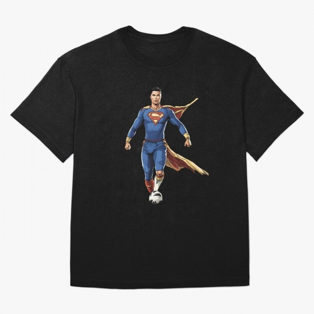 Ronaldo Superhero Oversized T-Shirt Follow the Final Road of FIFA World Cup 2026 Spirit, Capturing France and Portugal, Messi and Cristiano Ronaldo, Goal Celebration Energy, Supporter Heritage, Football Icons and Worldwide Tournament Joy; Ideal for