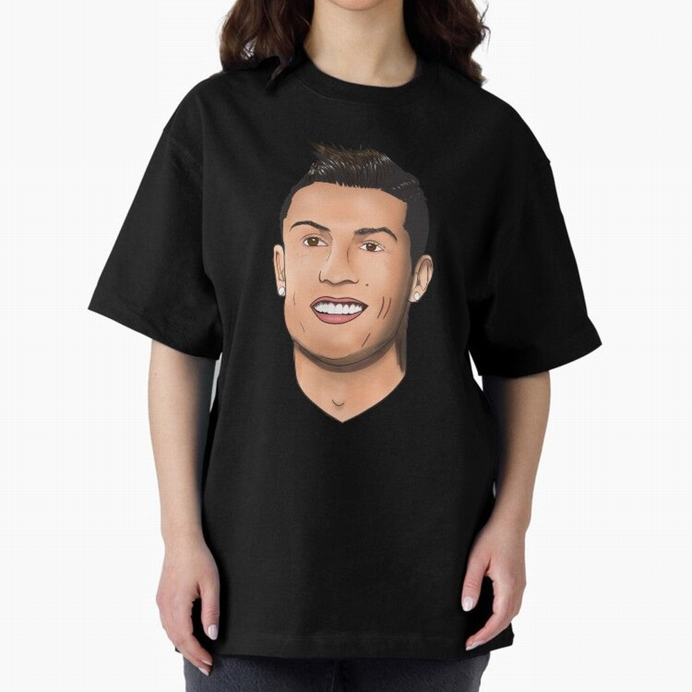 Cristiano Ronaldo Oversized T-Shirt Represent Football Lovers during Global Football Passion for FIFA World Cup 2026 USA Canada Mexico, Centered on CR7 and Messi, Spain, Championship Spirit, Famous Goals, Roaring Crowds and International Football