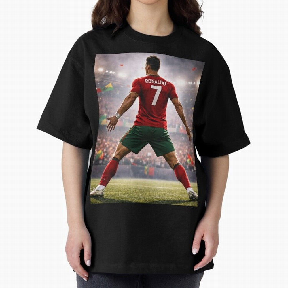 Cristiano Ronaldo Portuguese Legend Number Seven SIUUU Oversized T-Shirt Honor the Football Icons of Match Day Hype around FIFA World Cup 2026 USA Canada Mexico, Haaland, Brazil, Football Festival Excitement, Trophy Ambitions, Country Rivalries and