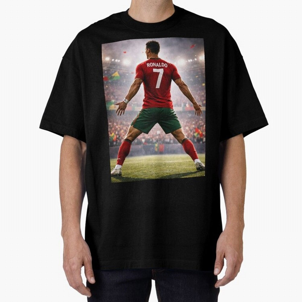 Cristiano Ronaldo Portuguese Legend Number Seven SIUUU Oversized T-Shirt Honor the Football Icons of Match Day Hype around FIFA World Cup 2026 USA Canada Mexico, Haaland, Brazil, Football Festival Excitement, Trophy Ambitions, Country Rivalries and