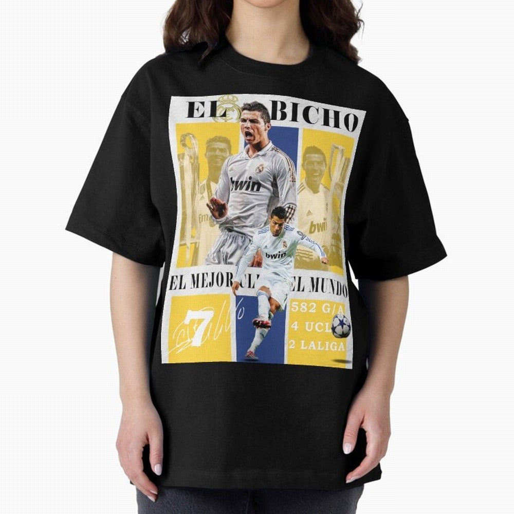 Cristiano Ronaldo Real Madrid Wall Art Oversized T-Shirt Celebrate the Biggest Stage of the FIFA World Cup 2026 Group Stage Journey through Neymar Highlights, England and Germany Pride, Sports Nostalgia, International Competition, Famous Players