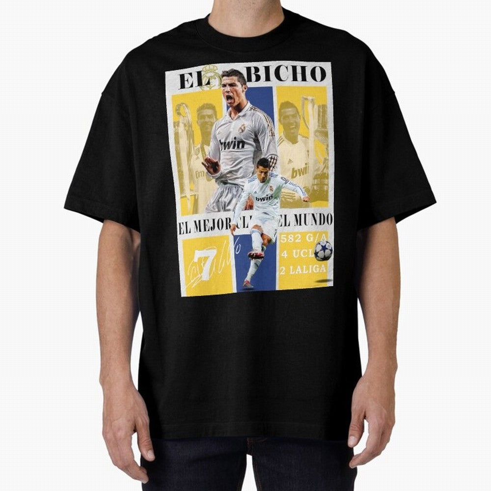 Cristiano Ronaldo Real Madrid Wall Art Oversized T-Shirt Celebrate the Biggest Stage of the FIFA World Cup 2026 Group Stage Journey through Neymar Highlights, England and Germany Pride, Sports Nostalgia, International Competition, Famous Players