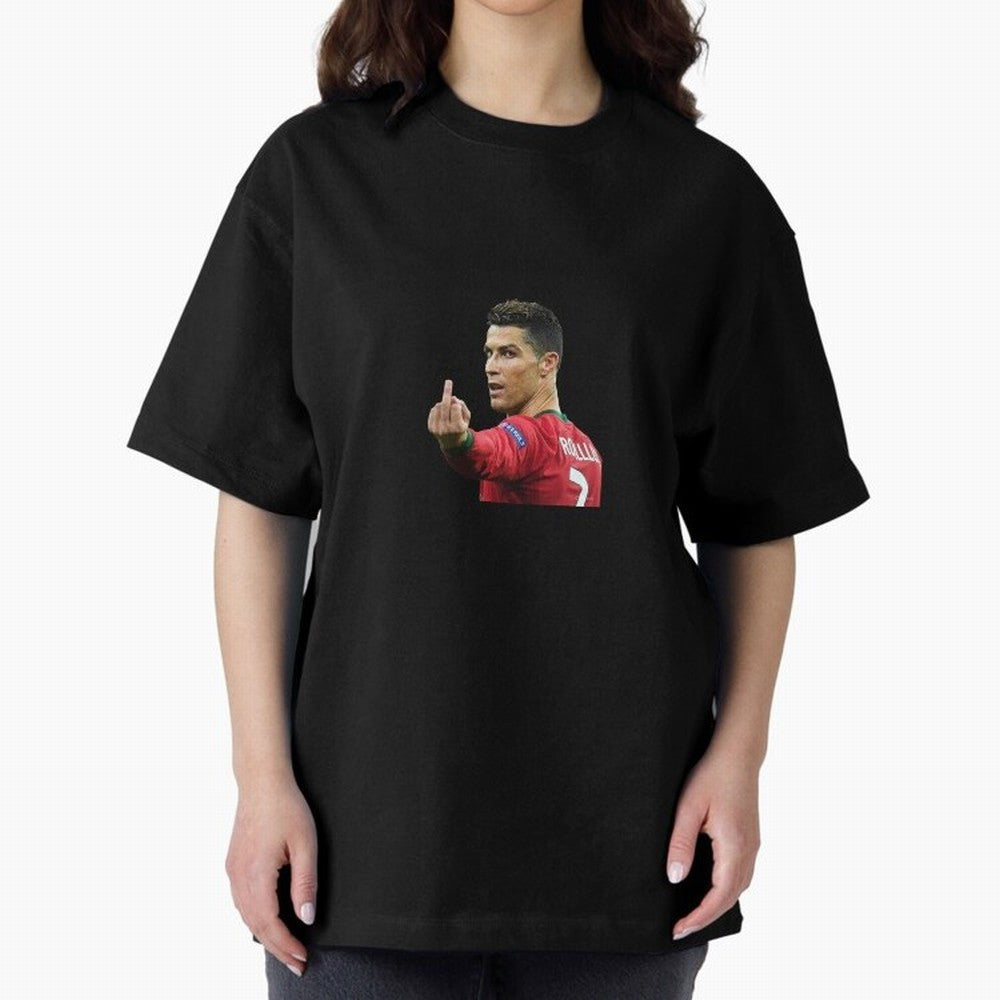 Cristiano ronaldo showing middle finger Oversized T-Shirt Capture FIFA World Cup 2026 Group Stage Highlighting Cristiano Ronaldo, Portugal, Spain and Germany Energy, Championship Spirit, Famous Goals, Roaring Crowds and International Football
