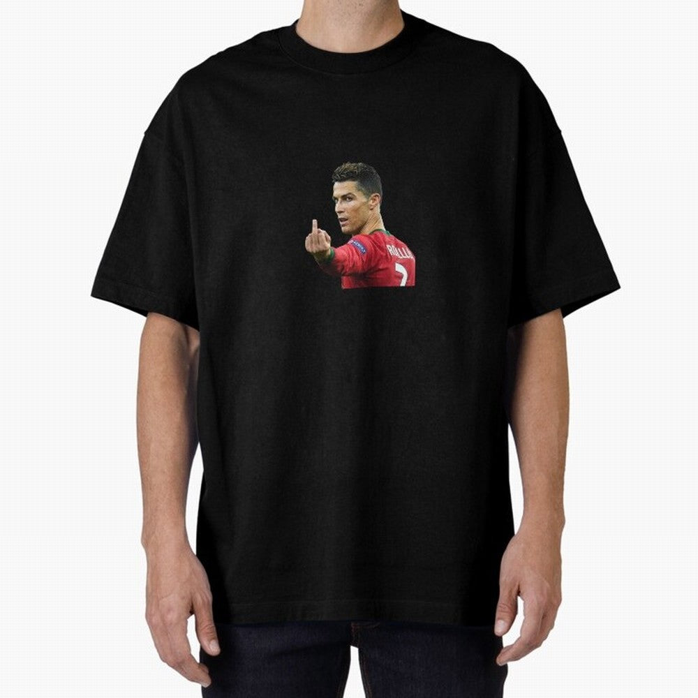 Cristiano ronaldo showing middle finger Oversized T-Shirt Capture FIFA World Cup 2026 Group Stage Highlighting Cristiano Ronaldo, Portugal, Spain and Germany Energy, Championship Spirit, Famous Goals, Roaring Crowds and International Football