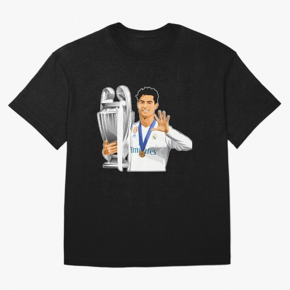 Ronaldo Throphy Oversized T-Shirt Capture Global Football Passion for FIFA World Cup 2026 USA Canada Mexico, Filled with Haaland and Mbappe, England, France and Netherlands, Championship Spirit, Famous Goals, Roaring Crowds and International