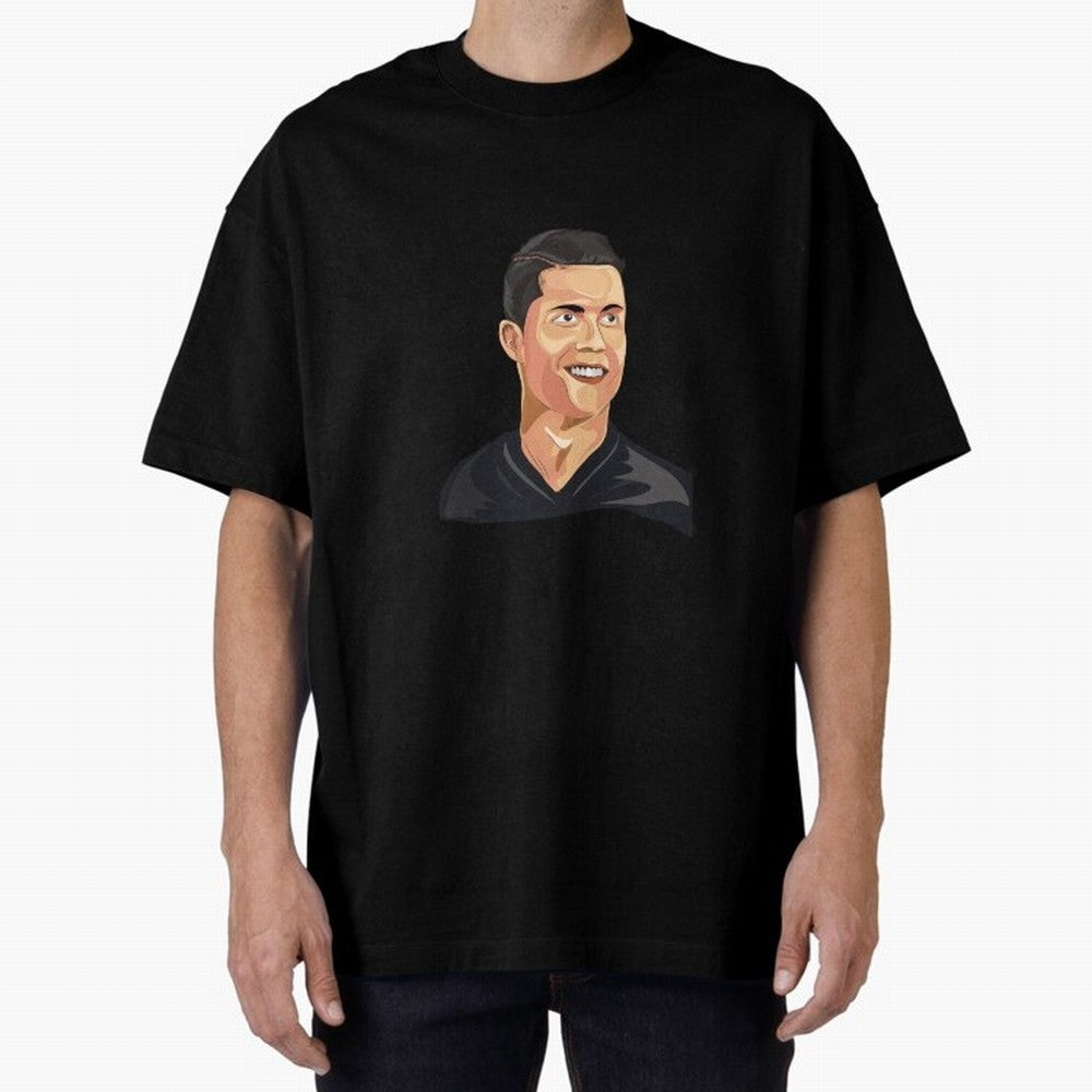 Cristiano Ronaldo Vector Art Graphics Design Oversized T-Shirt Share the Excitement of FIFA World Cup 2026 for Fans of Messi, Neymar and Mbappe and Portugal, Bringing Goal Celebration Energy, Supporter Heritage, Football Icons and Worldwide