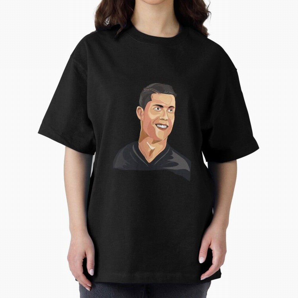 Cristiano Ronaldo Vector Art Graphics Design Oversized T-Shirt Share the Excitement of FIFA World Cup 2026 for Fans of Messi, Neymar and Mbappe and Portugal, Bringing Goal Celebration Energy, Supporter Heritage, Football Icons and Worldwide