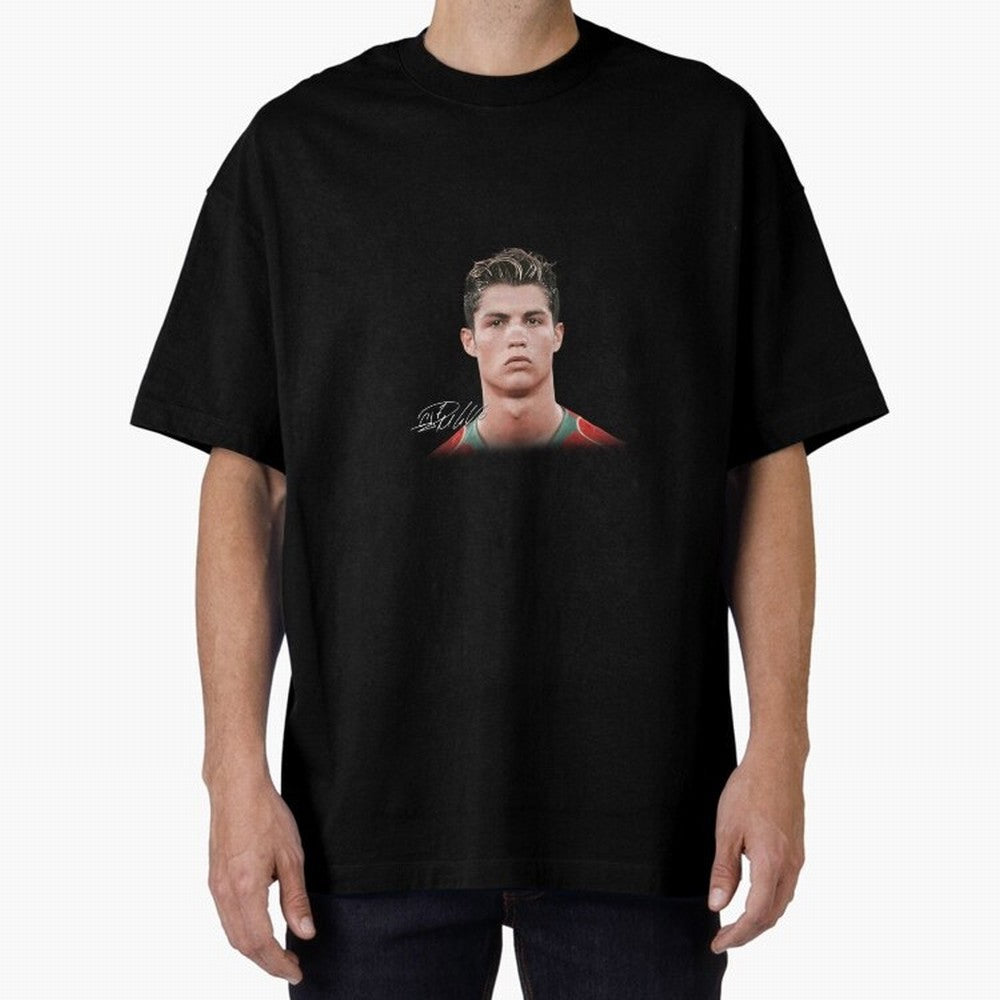 Cristiano Ronaldo Big Face Young Ronaldo Oversized T-Shirt Get Ready for FIFA World Cup 2026 Group Stage for Fans of Mbappe and Neymar and England, France and Netherlands, Bringing Football History, Final Match Energy, Crowd Noise and Once in a