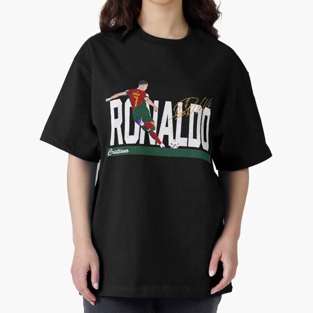 Cristiano Ronaldo Portugal Jersey -Last World Cup 2 Vintage Style Oversized T-Shirt Celebrate the Road through FIFA World Cup 2026 USA Canada Mexico Spirit, Centered on Germany, Cristiano Ronaldo, Haaland and CR7, Football History, Final Match