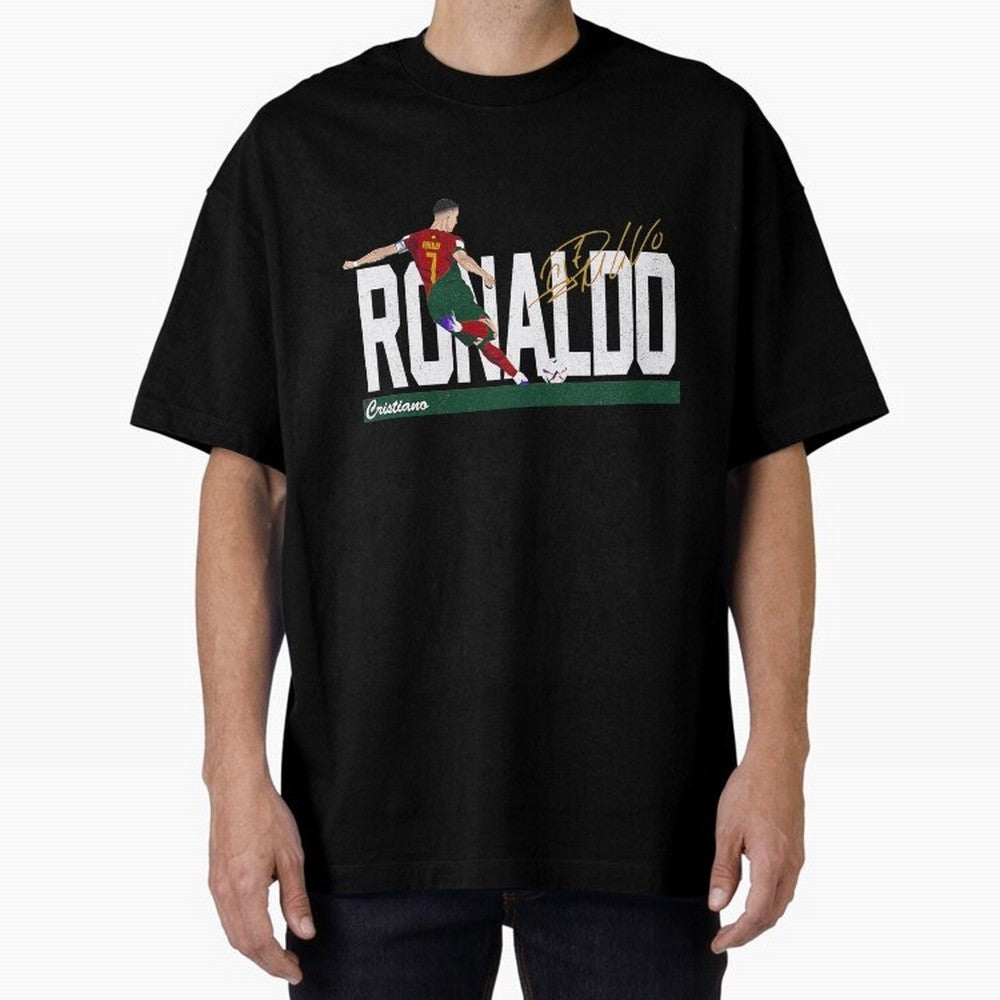 Cristiano Ronaldo Portugal Jersey -Last World Cup 2 Vintage Style Oversized T-Shirt Celebrate the Road through FIFA World Cup 2026 USA Canada Mexico Spirit, Centered on Germany, Cristiano Ronaldo, Haaland and CR7, Football History, Final Match