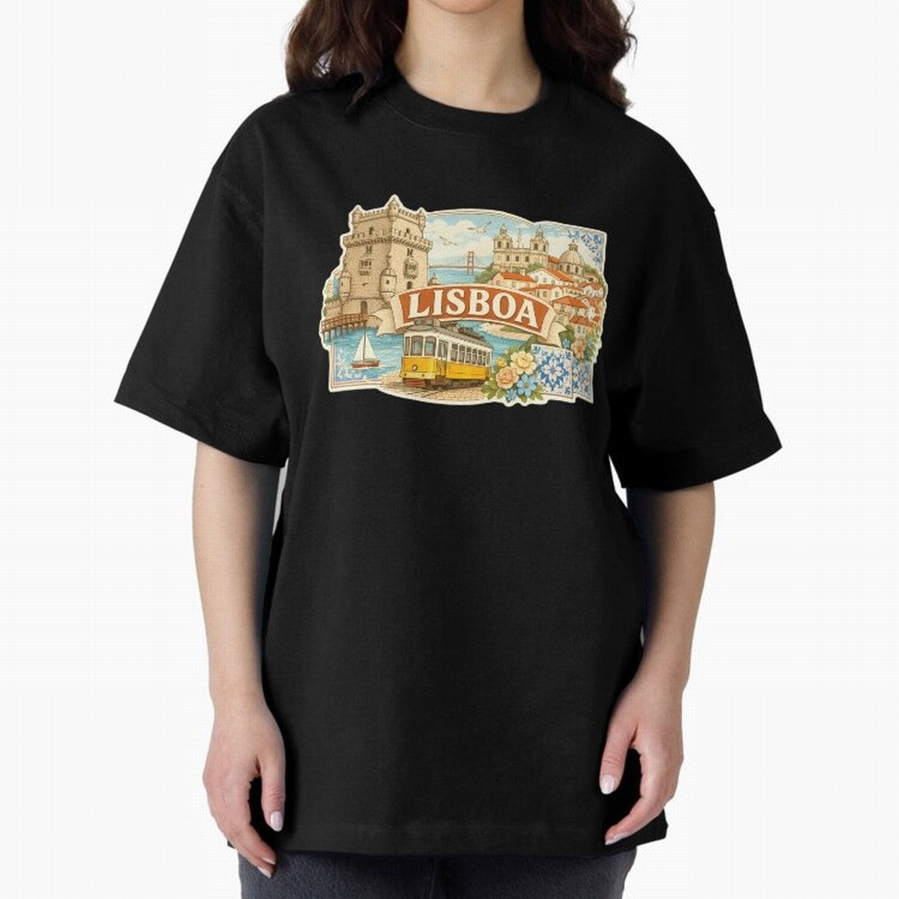 Vintage Tram Lisbon Illustration Oversized T-Shirt Celebrate Unforgettable Nights in FIFA World Cup 2026 Group Stage Spirit, Built around Argentina, France and Brazil, CR7 and Messi, Supporter Pride, Iconic Celebrations, Legendary Names and Global
