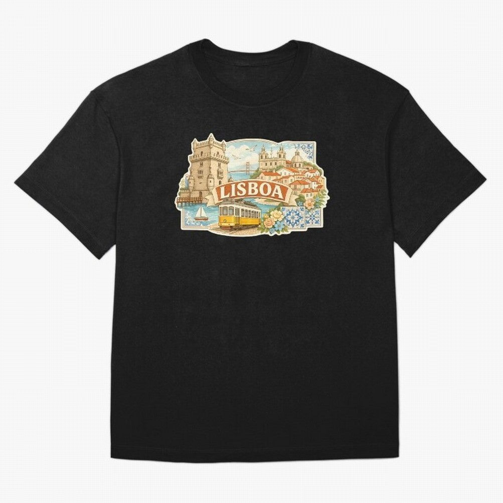 Vintage Tram Lisbon Illustration Oversized T-Shirt Celebrate Unforgettable Nights in FIFA World Cup 2026 Group Stage Spirit, Built around Argentina, France and Brazil, CR7 and Messi, Supporter Pride, Iconic Celebrations, Legendary Names and Global