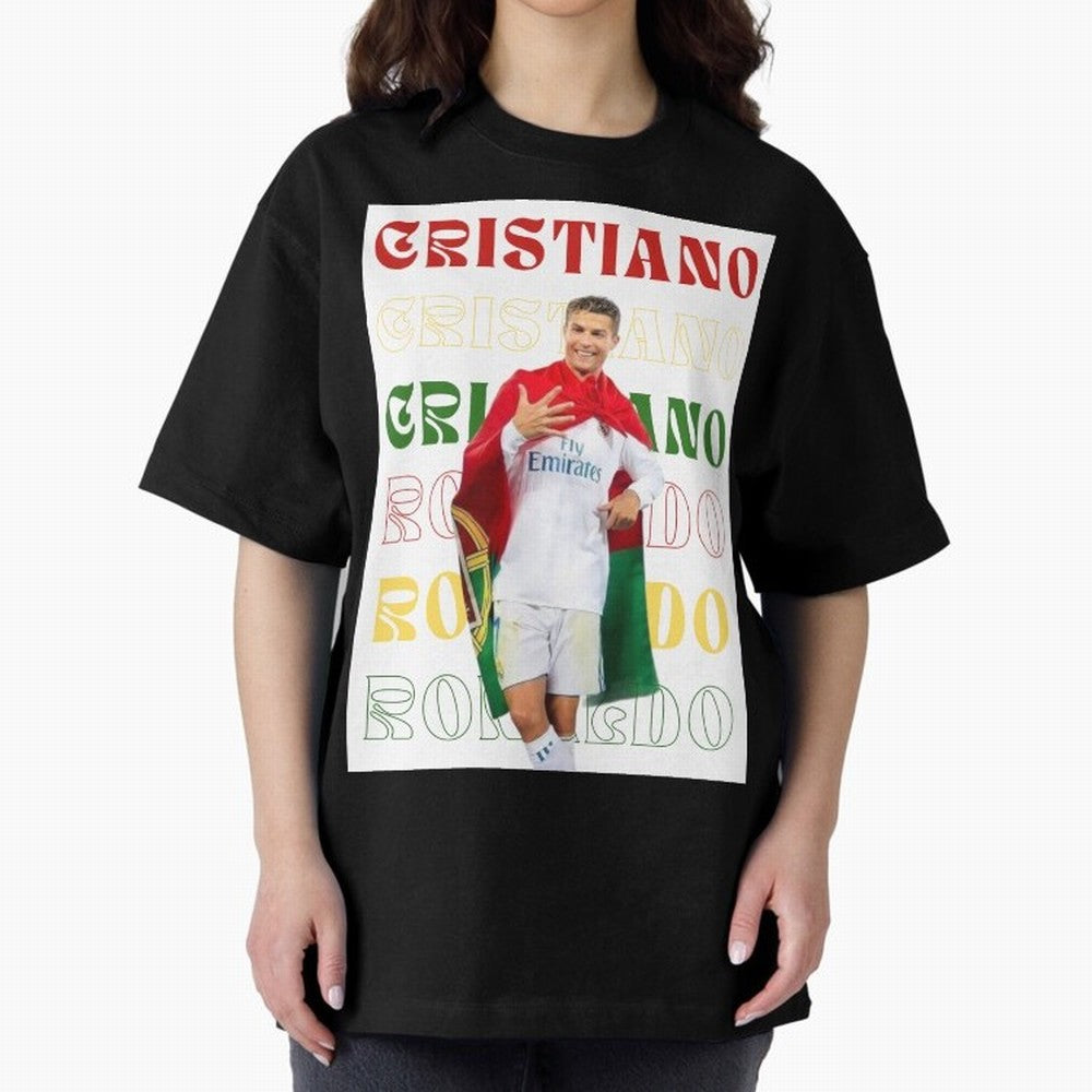 Cristiano Ronaldo designs Oversized T-Shirt Enjoy the Biggest Football Party of FIFA World Cup 2026 USA Canada Mexico Made for Mbappe, Portugal, Spain and Germany Energy, Championship Spirit, Famous Goals, Roaring Crowds and International Football