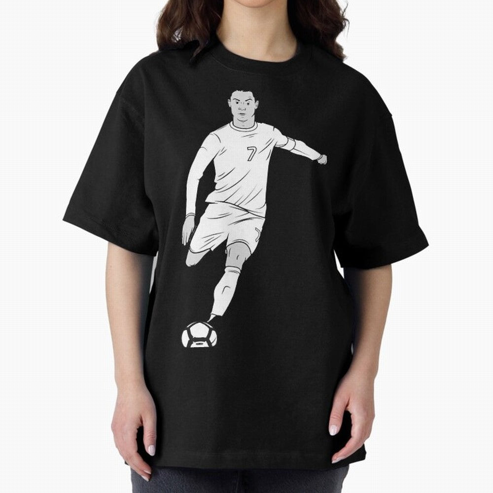 Cristiano Ronaldo Oversized T-Shirt Honor Football Greatness during Match Day Hype around FIFA World Cup 2026 Group Stage, CR7, England, France and Netherlands, Worldwide Fan Energy, Dramatic Goals, Stadium Lights and Championship Celebrations;
