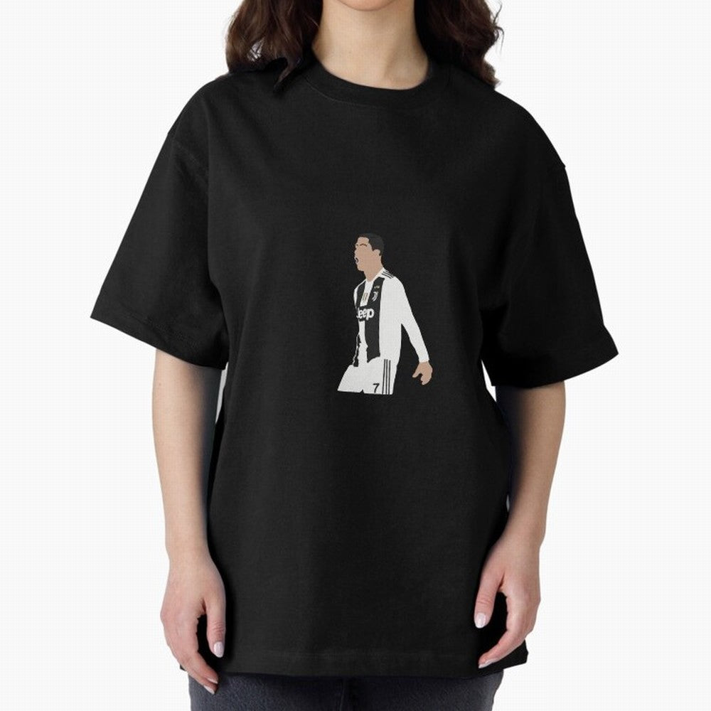 Juventus Cristiano Ronaldo Cartoon Oversized T-Shirt Show Passion for the Stars of FIFA World Cup 2026 Group Stage with Messi, CR7 and Mbappe, Portugal Energy, Football Festival Excitement, Trophy Ambitions, Country Rivalries and Star Player Buzz;