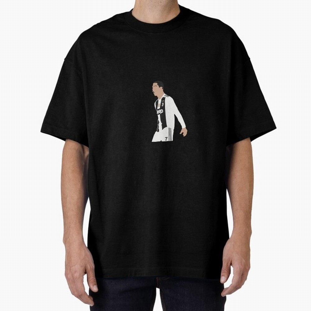 Juventus Cristiano Ronaldo Cartoon Oversized T-Shirt Show Passion for the Stars of FIFA World Cup 2026 Group Stage with Messi, CR7 and Mbappe, Portugal Energy, Football Festival Excitement, Trophy Ambitions, Country Rivalries and Star Player Buzz;