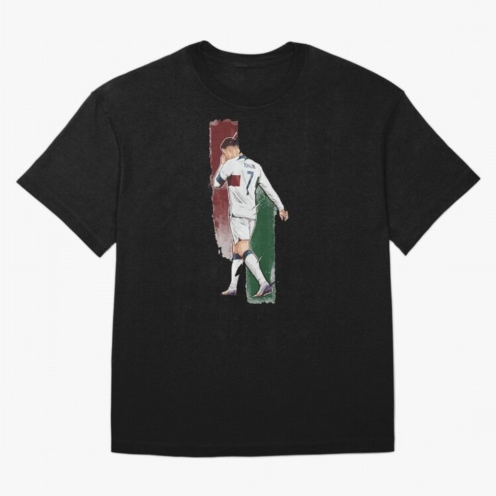 Ronaldo Crying World Cup 2022 Oversized T-Shirt Experience the Global Stage of FIFA World Cup 2026 Spirit, Filled with Portugal, Spain and Germany, Neymar, Game Day Rituals, Football Legends, Country Pride and the Road to the Final; Great for Watch