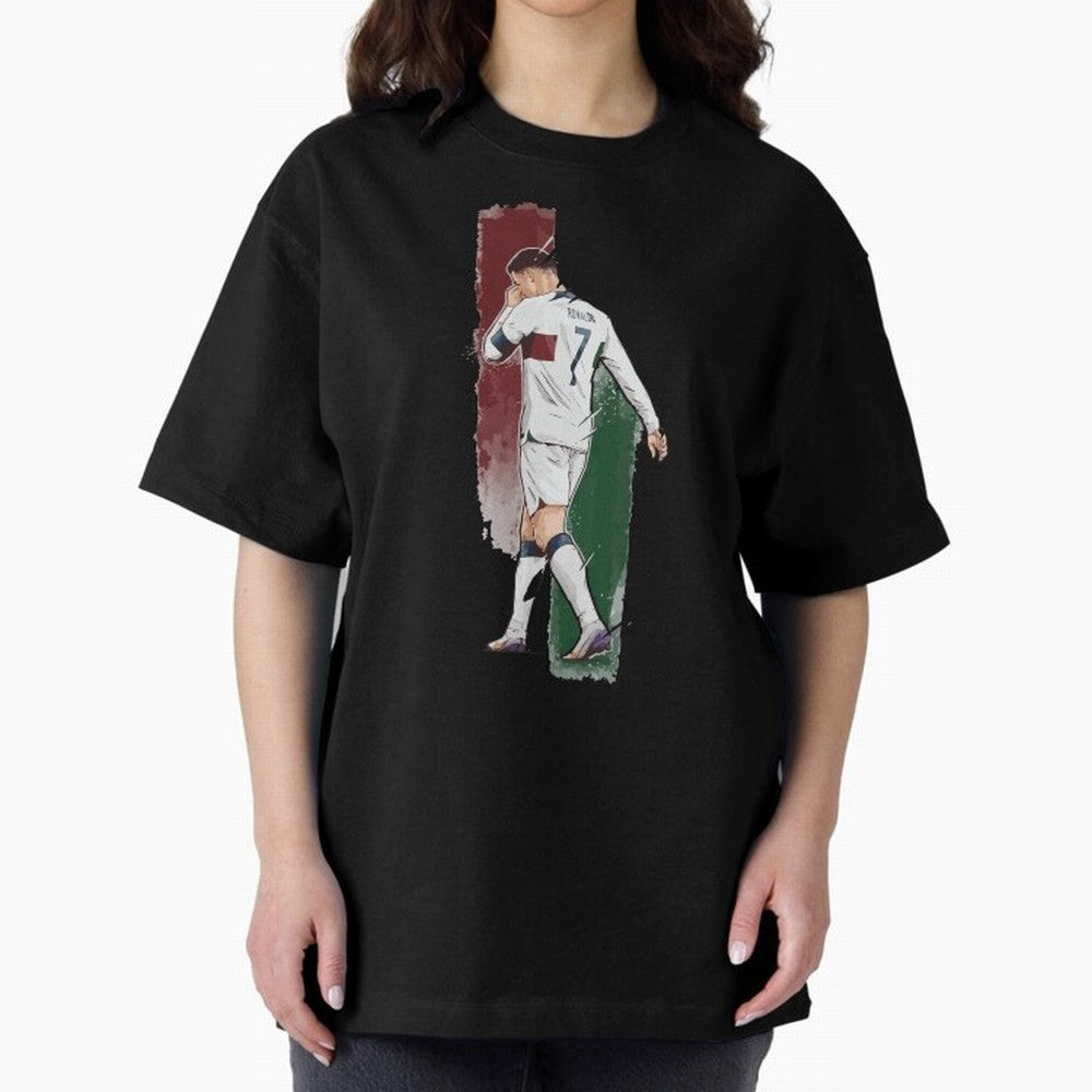 Ronaldo Crying World Cup 2022 Oversized T-Shirt Experience the Global Stage of FIFA World Cup 2026 Spirit, Filled with Portugal, Spain and Germany, Neymar, Game Day Rituals, Football Legends, Country Pride and the Road to the Final; Great for Watch