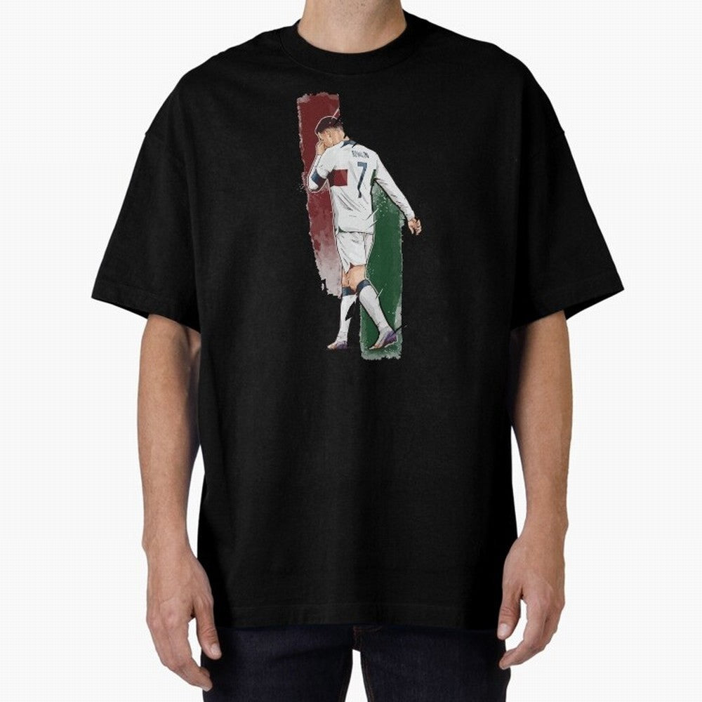 Ronaldo Crying World Cup 2022 Oversized T-Shirt Experience the Global Stage of FIFA World Cup 2026 Spirit, Filled with Portugal, Spain and Germany, Neymar, Game Day Rituals, Football Legends, Country Pride and the Road to the Final; Great for Watch