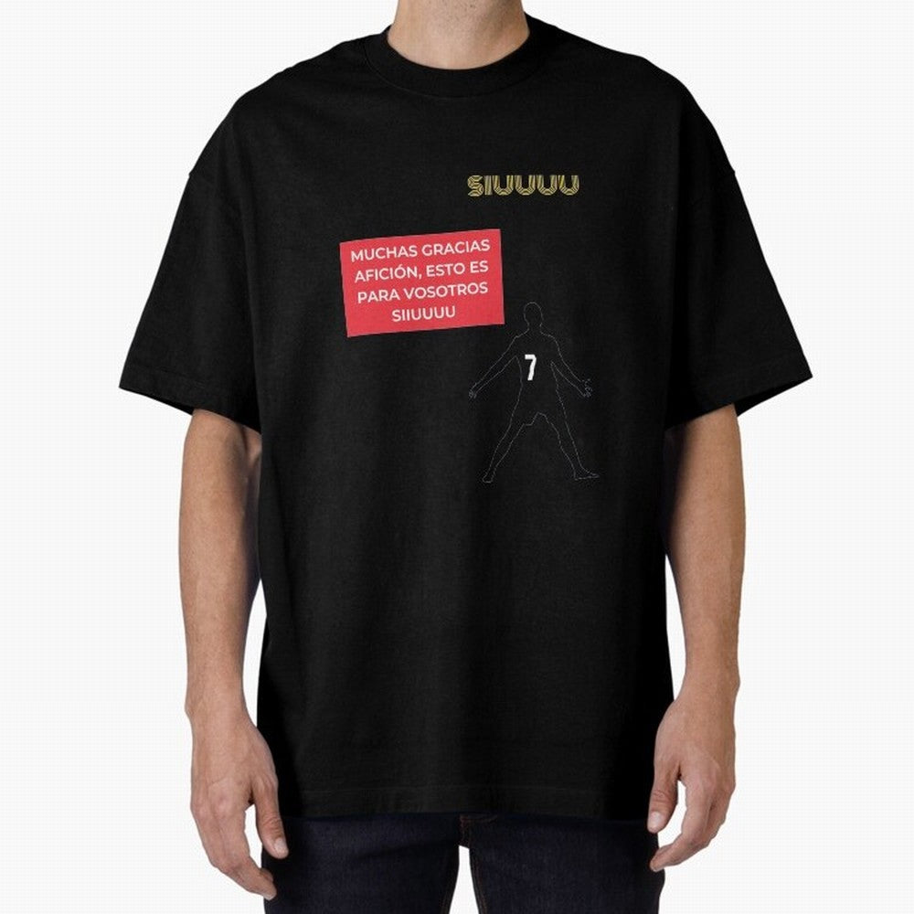 SIUUU CR7 Oversized T-Shirt Represent Football Lovers during FIFA World Cup 2026 Group Stage Highlighting CR7 and Messi, England Energy, Sports Nostalgia, International Competition, Famous Players and Unforgettable Victories; Ideal for Passionate