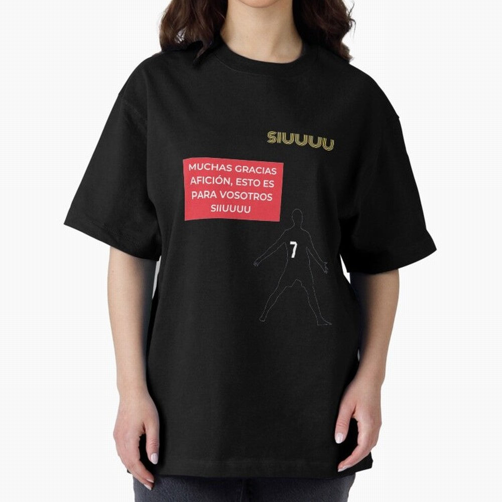 SIUUU CR7 Oversized T-Shirt Represent Football Lovers during FIFA World Cup 2026 Group Stage Highlighting CR7 and Messi, England Energy, Sports Nostalgia, International Competition, Famous Players and Unforgettable Victories; Ideal for Passionate