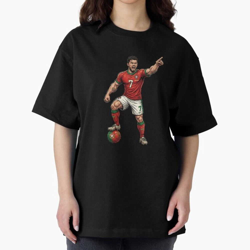 The ultimate soccer player | anime style Oversized T-Shirt Bring FIFA World Cup 2026 Group Stage for Fans of Cristiano Ronaldo and Spain and Netherlands, Bringing Retro Football Energy, Iconic Rivalries, Trophy Chase Drama and Stadium Atmosphere;