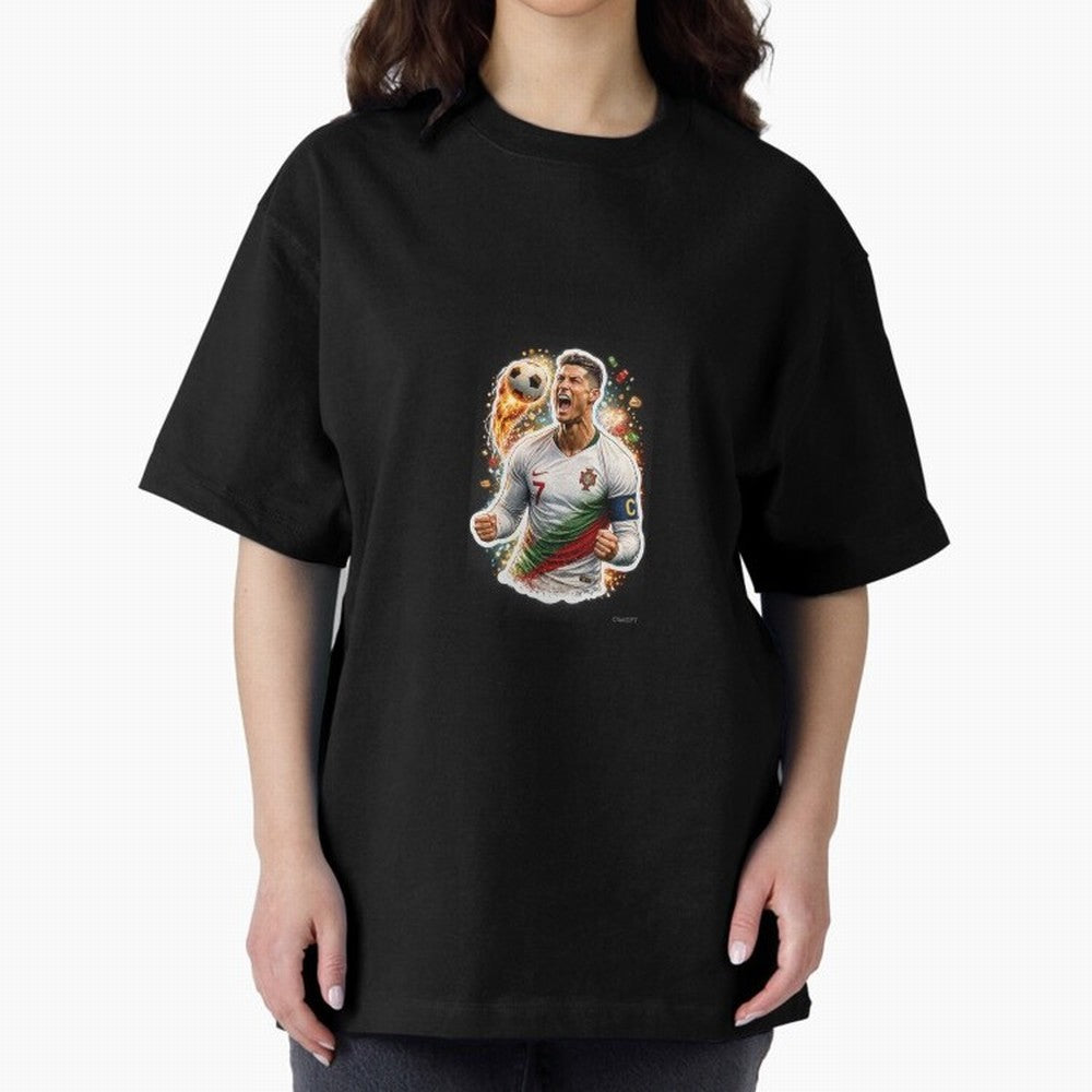 Ronaldo Winning Moment Oversized T-Shirt Get Ready for the FIFA World Cup 2026 Journey through Cristiano Ronaldo, Haaland and CR7 Highlights, France and Portugal Pride, Vintage Soccer Flavor, Modern Football Stars, National Flags and Final Night