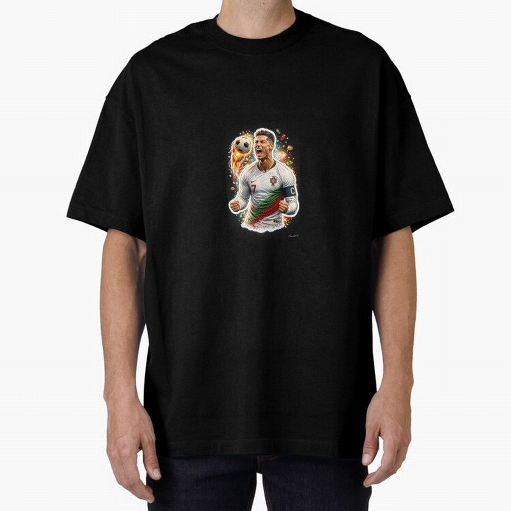 Ronaldo Winning Moment Oversized T-Shirt Get Ready for the FIFA World Cup 2026 Journey through Cristiano Ronaldo, Haaland and CR7 Highlights, France and Portugal Pride, Vintage Soccer Flavor, Modern Football Stars, National Flags and Final Night