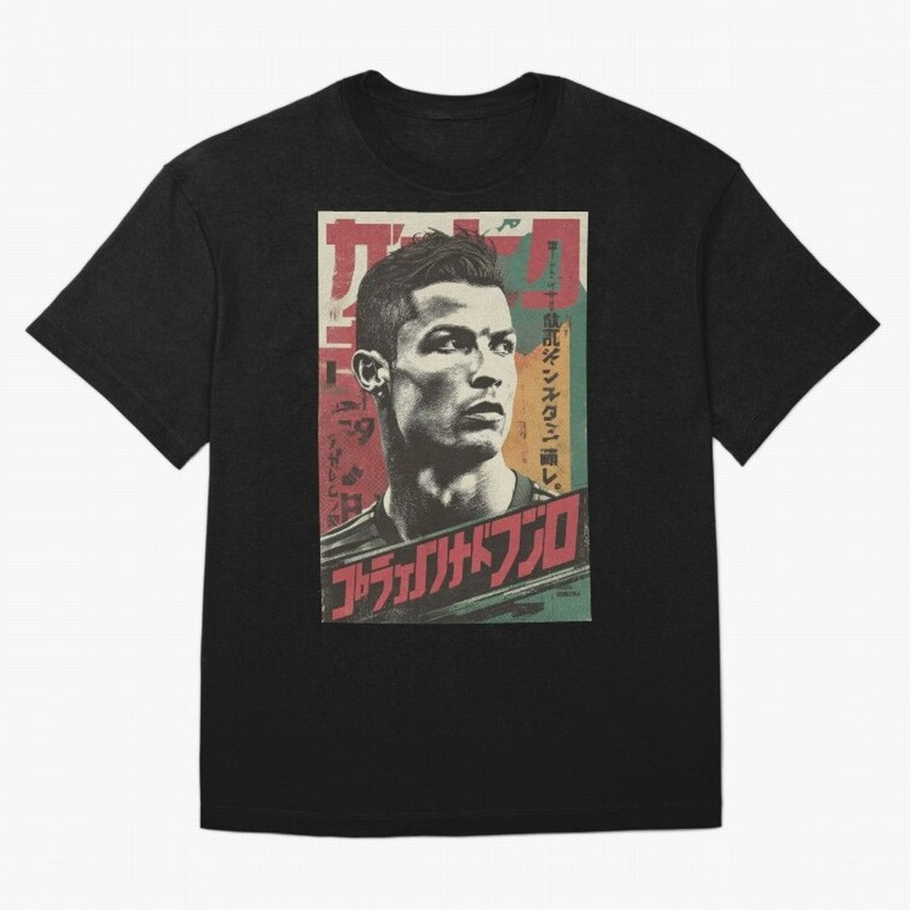 Cristiano Vintage Warned Japanese Poster Oversized T-Shirt Get Ready for FIFA World Cup 2026 for Fans of Haaland and Mbappe and England, Bringing Game Day Rituals, Football Legends, Country Pride and the Road to the Final; Perfect for Fans,