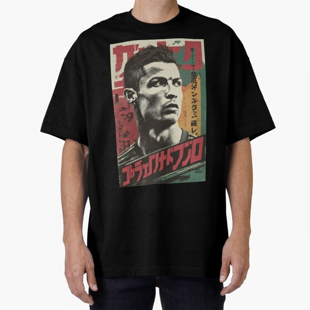 Cristiano Vintage Warned Japanese Poster Oversized T-Shirt Get Ready for FIFA World Cup 2026 for Fans of Haaland and Mbappe and England, Bringing Game Day Rituals, Football Legends, Country Pride and the Road to the Final; Perfect for Fans,