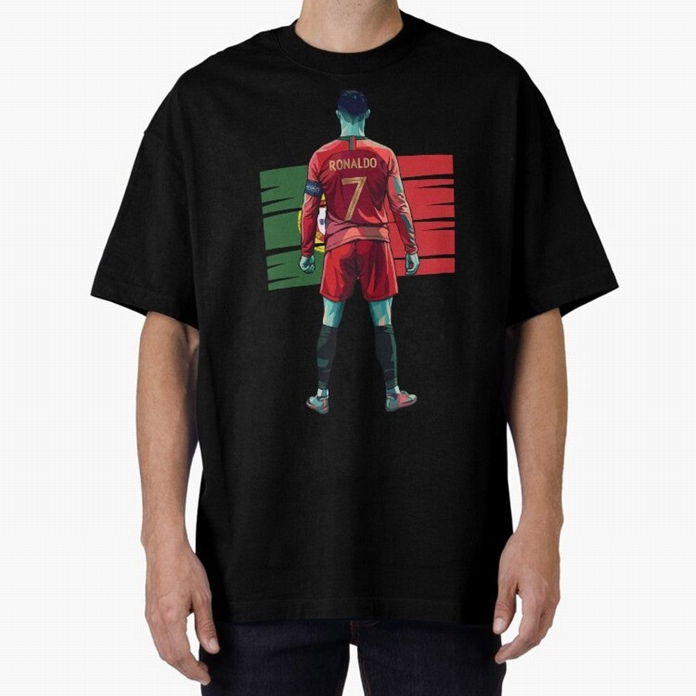 Cristiano Ronaldo Oversized T-Shirt Show Passion for the Stars of FIFA World Cup 2026 USA Canada Mexico Filled with CR7 and Messi, England Energy, Retro Football Energy, Iconic Rivalries, Trophy Chase Drama and Stadium Atmosphere; Ideal for