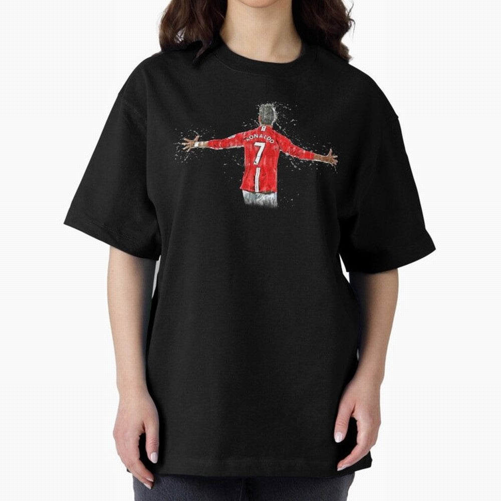 Cristiano Ronaldo in watercolor Oversized T-Shirt Celebrate Fan Culture around Global Football Passion for FIFA World Cup 2026, Made for Messi, Brazil, Fan Favorite Moments, National Team Passion, Big Match Drama and Soccer History; Made for Die