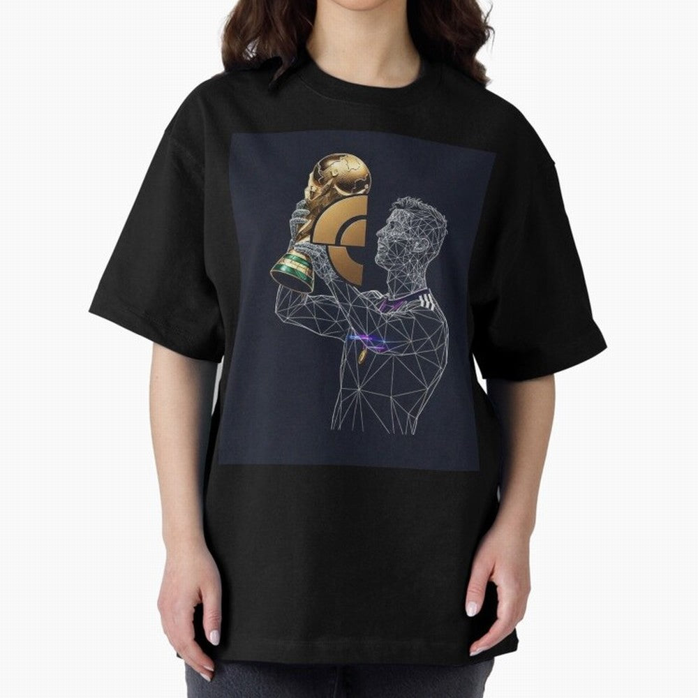 Digital Football Oversized T-Shirt Honor Champions and Dreams in Match Day Hype around FIFA World Cup 2026 Group Stage, Mbappe, Argentina, France and Brazil, Champion Mindset, Group Stage Buzz, Knockout Tension and Passionate Fan Culture; Created