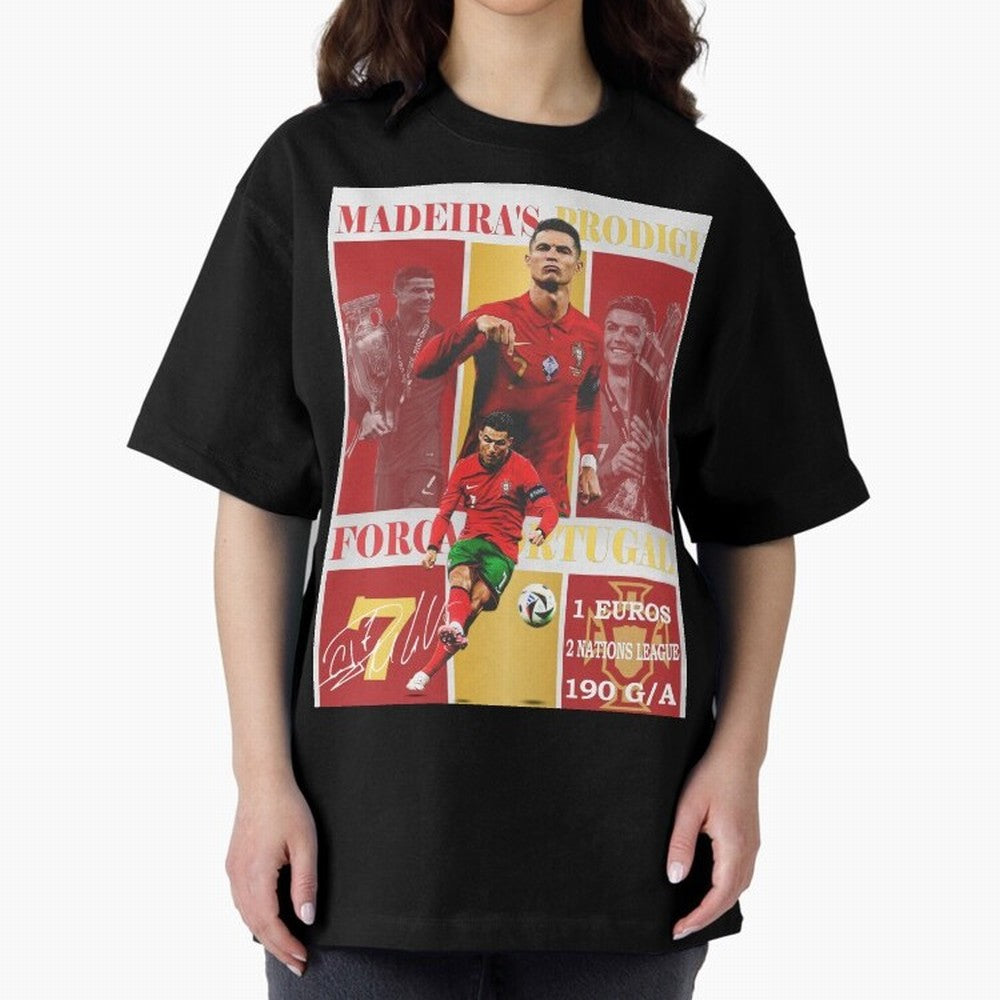 Cristiano Ronaldo Portugal Poster - Madeira's Prodigy CR7 Fan Art Print Oversized T-Shirt Celebrate the Magic of FIFA World Cup 2026 Group Stage Spirit, Driven by Portugal, Messi, Match Day Excitement, Supporter Culture, Golden Goals and Global