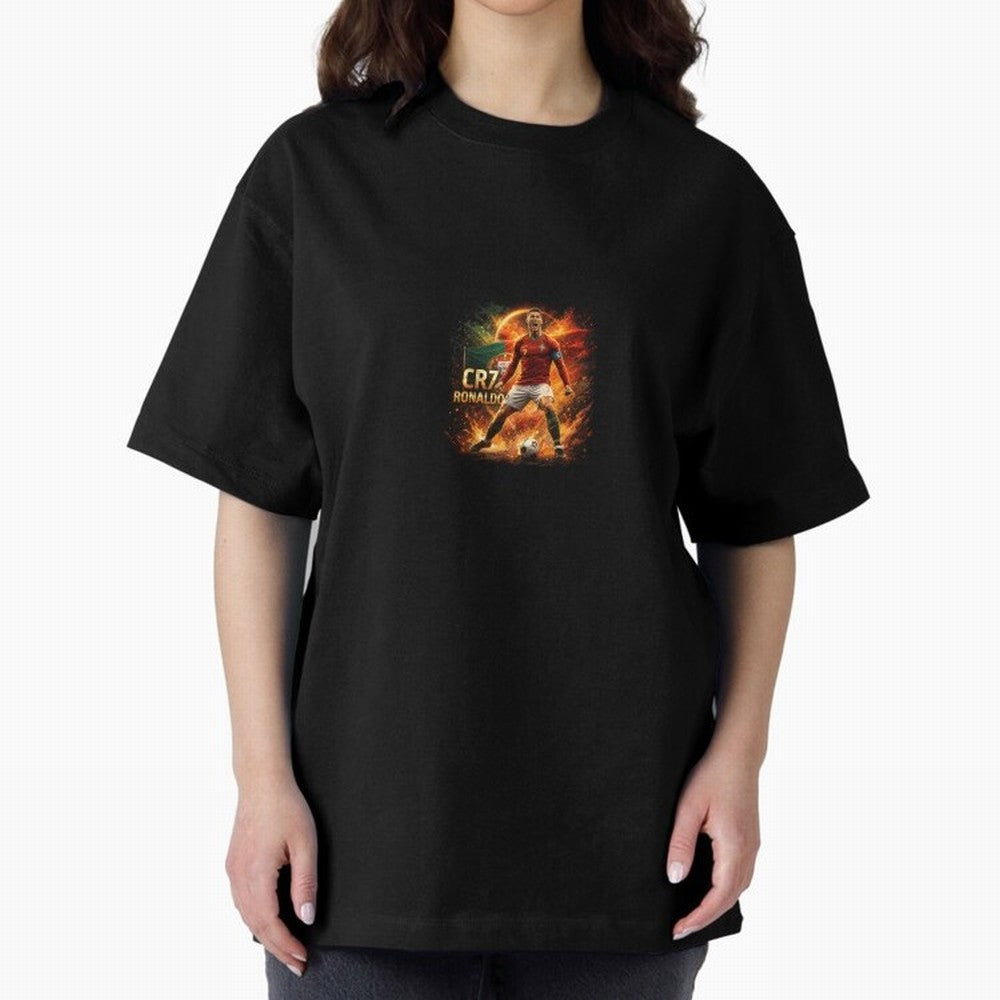 Cristiano Ronaldo Football Legend Artwork Oversized T-Shirt Follow Every Goal of FIFA World Cup 2026 Group Stage for Fans of Neymar and Brazil, Portugal and Argentina, Bringing Championship Spirit, Famous Goals, Roaring Crowds and International