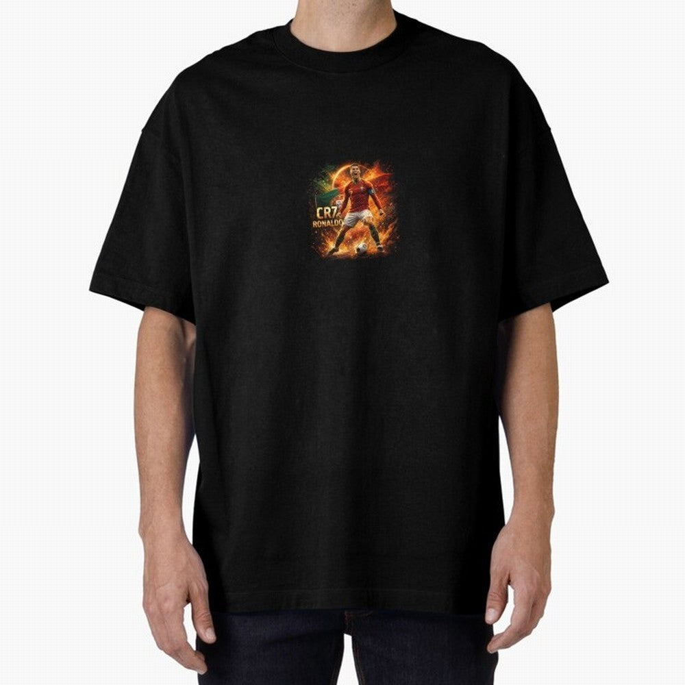 Cristiano Ronaldo Football Legend Artwork Oversized T-Shirt Follow Every Goal of FIFA World Cup 2026 Group Stage for Fans of Neymar and Brazil, Portugal and Argentina, Bringing Championship Spirit, Famous Goals, Roaring Crowds and International