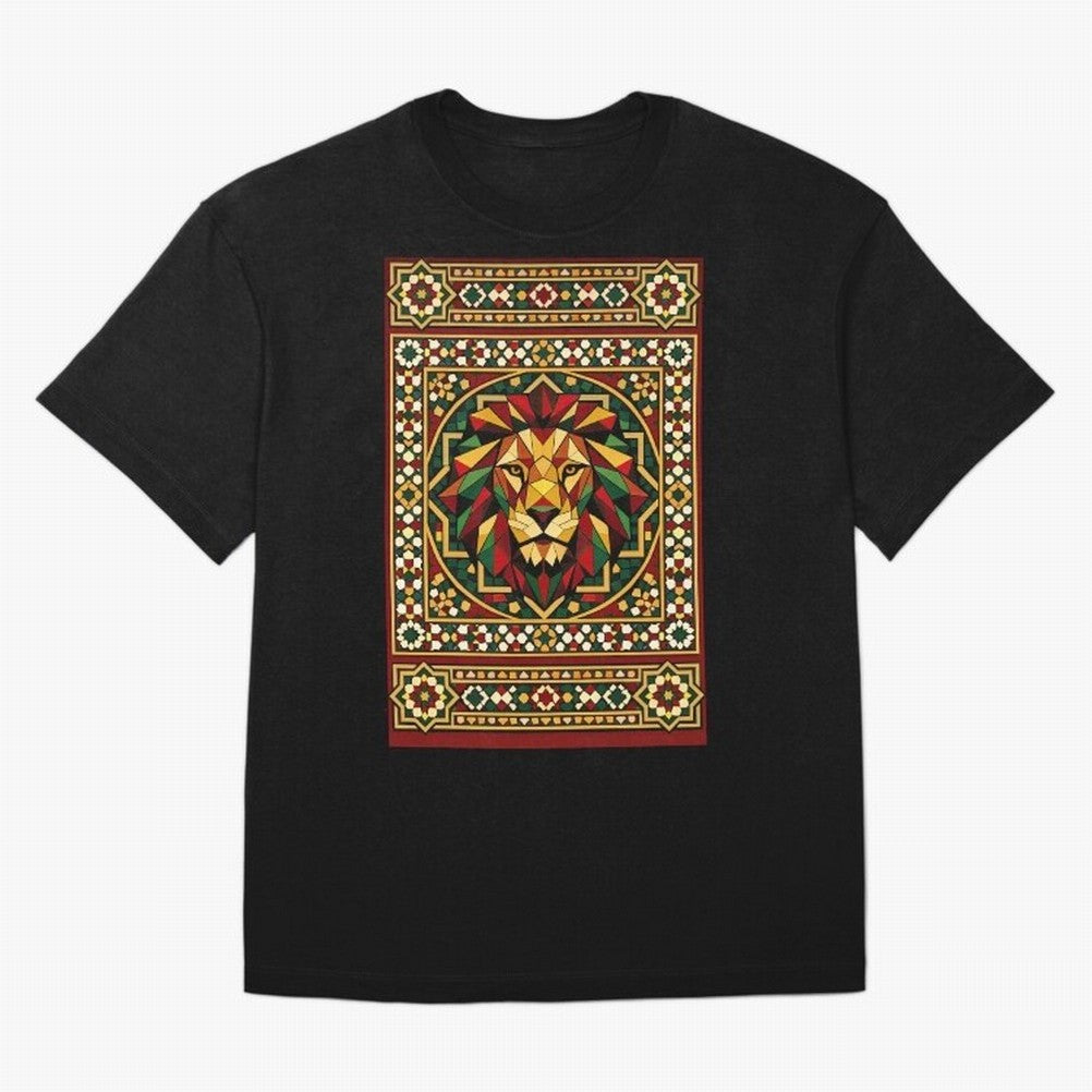 Portuguese Geometric Lion Portrait Oversized T-Shirt Feel International Energy from Match Day Hype around FIFA World Cup 2026 Group Stage, Messi, Neymar and Mbappe, Argentina, France and Brazil, Football Passion, Legendary Performances, Festival