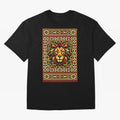 Portuguese Geometric Lion Portrait Oversized T-Shirt Feel International Energy from Match Day Hype around FIFA World Cup 2026 Group Stage, Messi, Neymar and Mbappe, Argentina, France and Brazil, Football Passion, Legendary Performances, Festival