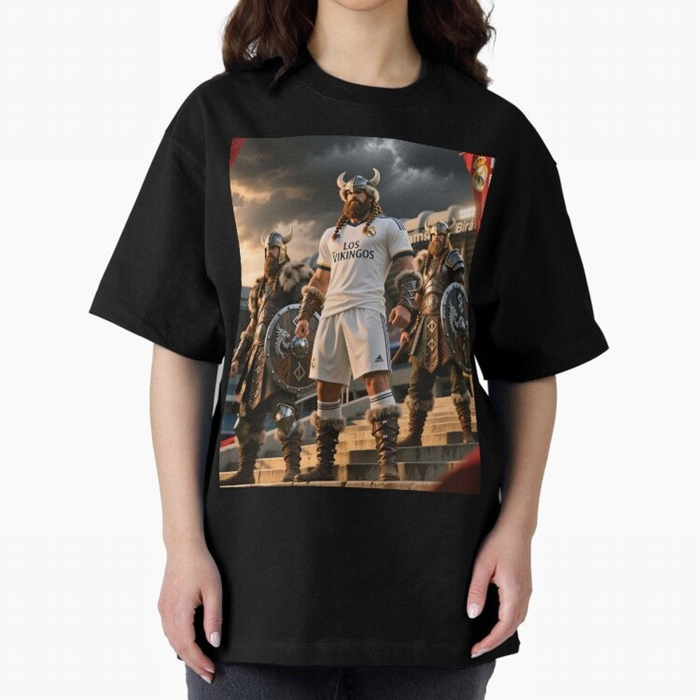 Los Vikingos del Bernab¨¦u Oversized T-Shirt Enjoy the FIFA World Cup 2026 USA Canada Mexico Journey through Cristiano Ronaldo Highlights, England, France and Netherlands Pride, Classic Soccer Heritage, Championship Pressure, Fan Loyalty and