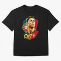 CR7 Art Print Oversized T-Shirt Show Your Love for the FIFA World Cup 2026 USA Canada Mexico Journey through CR7 and Messi Highlights, Portugal Pride, Football History, Final Match Energy, Crowd Noise and Once in a Lifetime Moments; Perfect for
