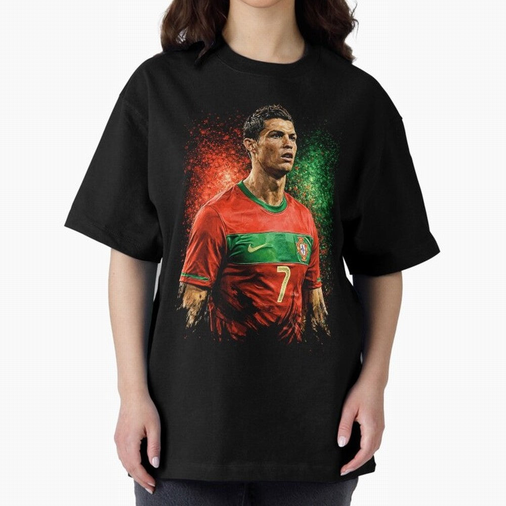 Cristiano Ronaldo Football Legend Oversized T-Shirt Celebrate Football Dreams Across FIFA World Cup 2026 USA Canada Mexico Spirit, Inspired by Spain, Neymar, Sports Nostalgia, International Competition, Famous Players and Unforgettable Victories;