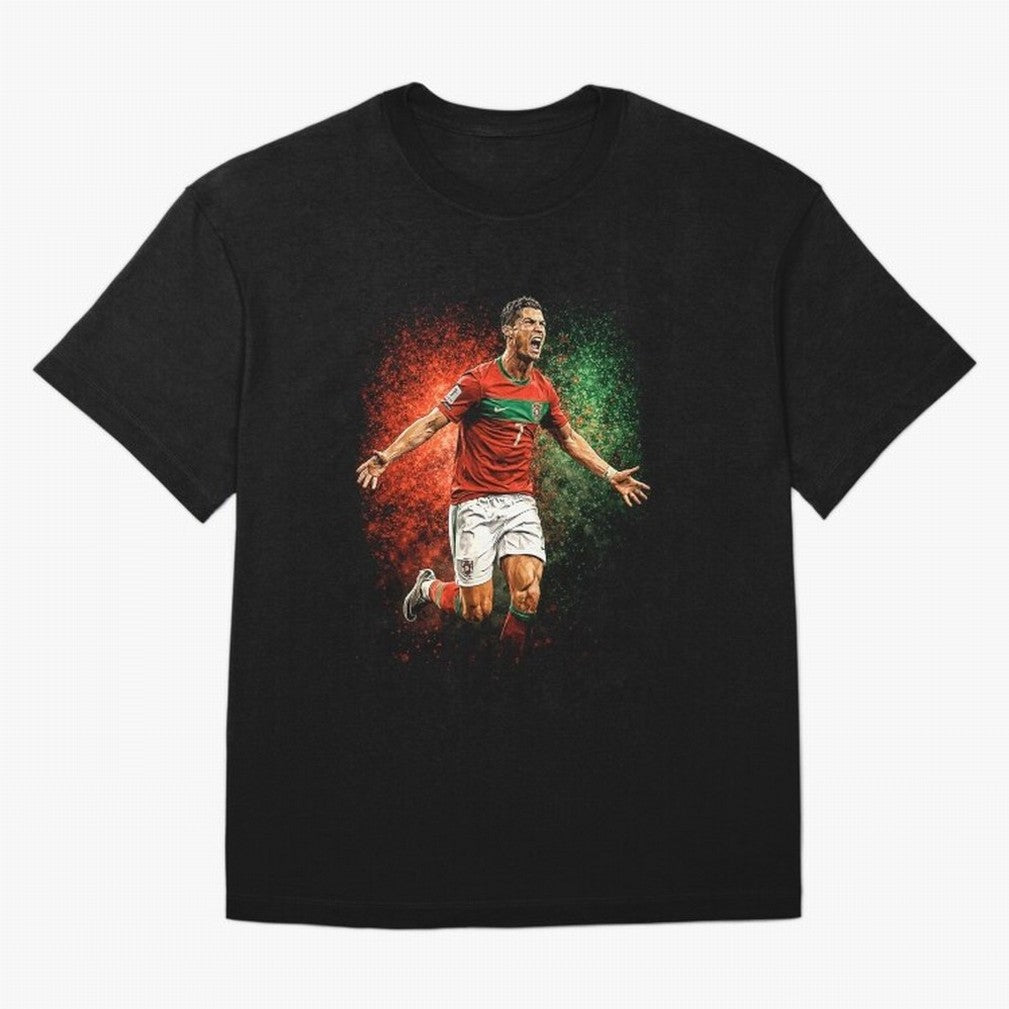 Cristiano Ronaldo Football Legend Oversized T-Shirt Step into Global Football Passion for FIFA World Cup 2026 Group Stage, Built around Messi, CR7 and Mbappe, Brazil, Portugal and Argentina, Sports Nostalgia, International Competition, Famous