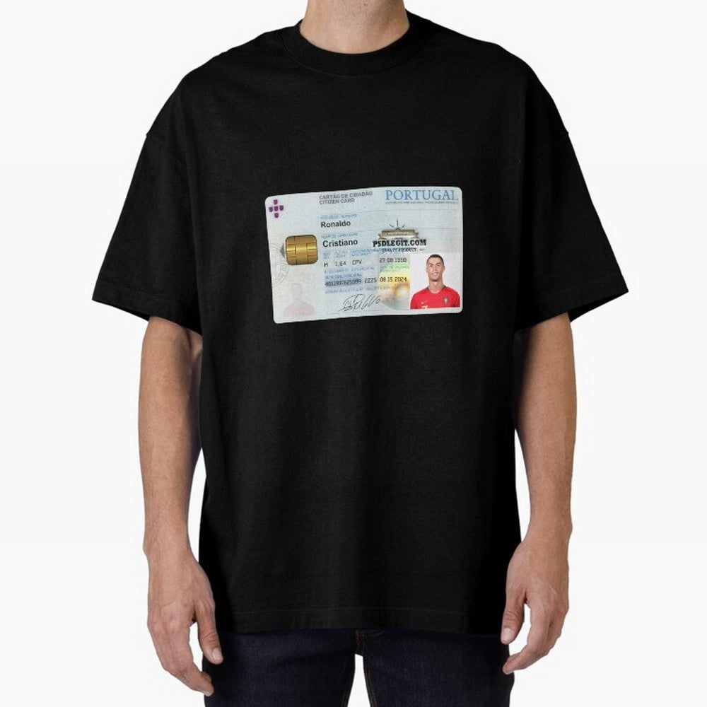 Cristiano Ronaldo CARD ID Oversized T-Shirt Bring Match Day Fire to FIFA World Cup 2026 Spirit, Capturing Argentina and Brazil, Mbappe, Football Festival Excitement, Trophy Ambitions, Country Rivalries and Star Player Buzz; Perfect for Fans,