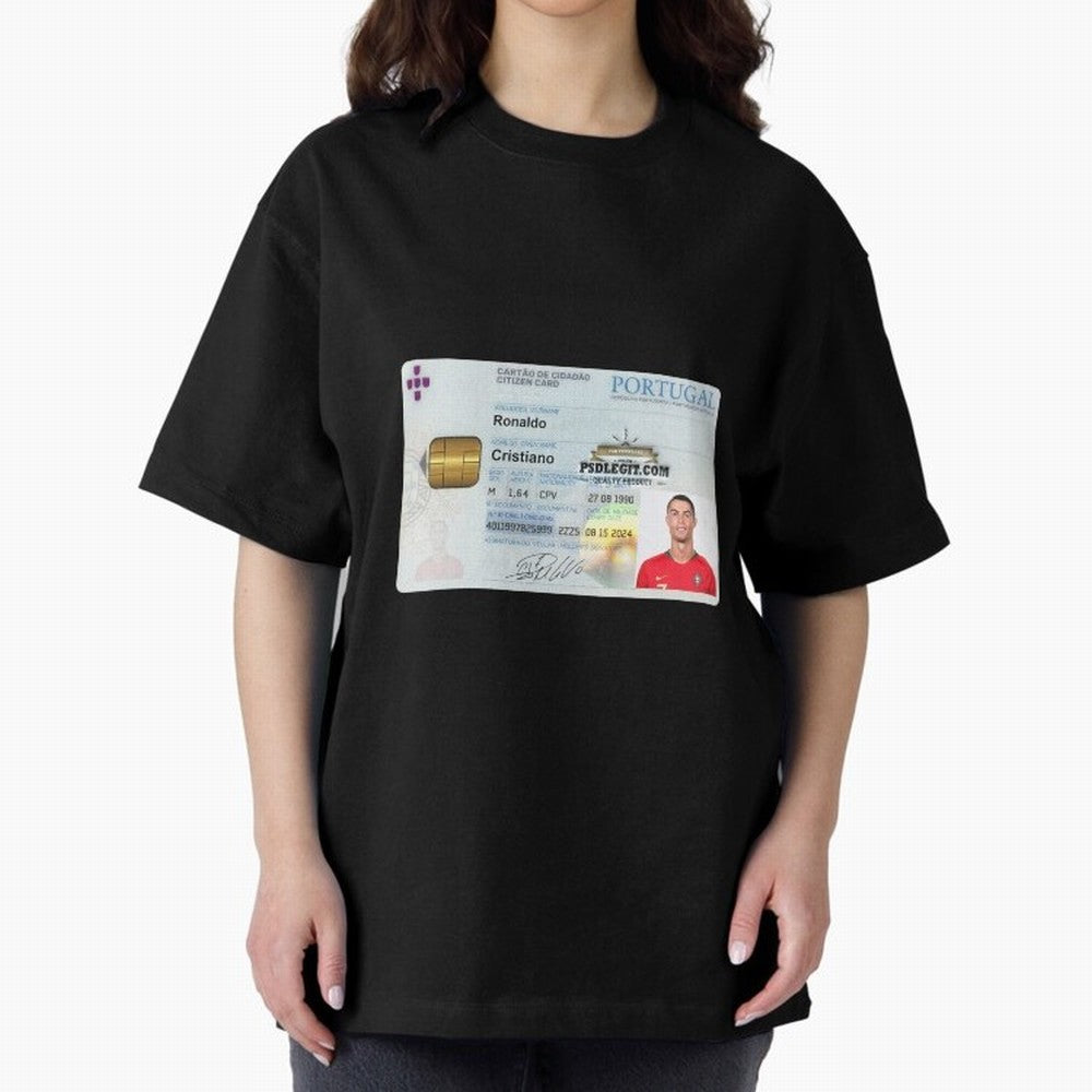 Cristiano Ronaldo CARD ID Oversized T-Shirt Bring Match Day Fire to FIFA World Cup 2026 Spirit, Capturing Argentina and Brazil, Mbappe, Football Festival Excitement, Trophy Ambitions, Country Rivalries and Star Player Buzz; Perfect for Fans,