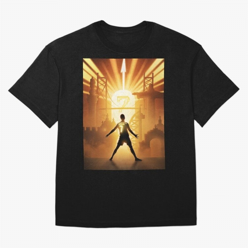 Celebration of Champions Art Poster Oversized T-Shirt Remember Iconic Moments from FIFA World Cup 2026 USA Canada Mexico for Fans of Mbappe and Neymar and Netherlands, Bringing Retro Football Energy, Iconic Rivalries, Trophy Chase Drama and Stadium