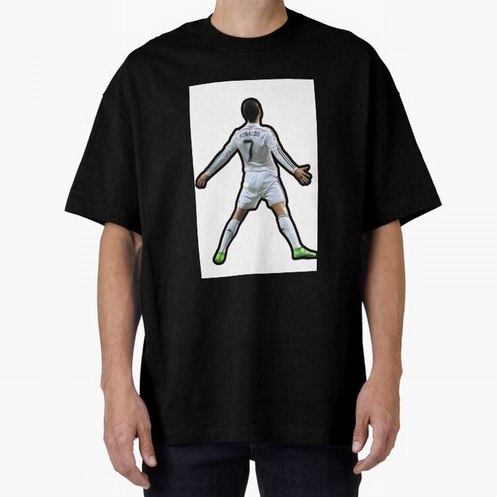 Cristiano Ronaldo Suii Sticker Oversized T-Shirt Relive the FIFA World Cup 2026 USA Canada Mexico Journey through Cristiano Ronaldo, Haaland and CR7 Highlights, England and Germany Pride, Vintage Soccer Flavor, Modern Football Stars, National Flags