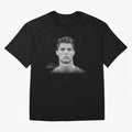 Cristiano Ronaldo T-Shirt Big Face Young Ronaldo - Black and White Oversized T-Shirt Celebrate Fan Culture around FIFA World Cup 2026 USA Canada Mexico Spirit, Celebrating Argentina, France and Brazil, Messi, CR7 and Mbappe, Classic Soccer
