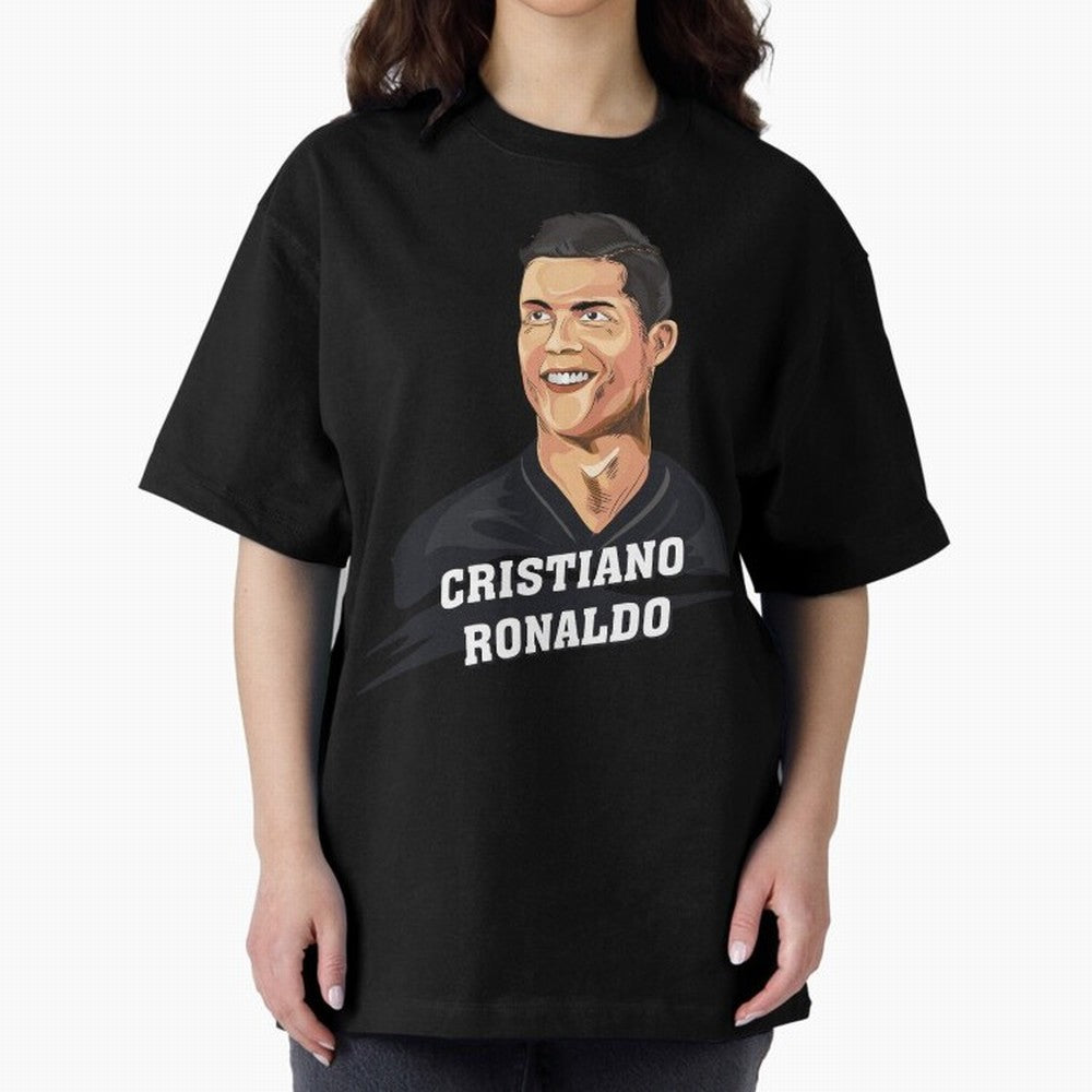 Cristiano Ronaldo Portrait Oversized T-Shirt Honor the Beautiful Game during FIFA World Cup 2026 Group Stage Spirit, Celebrating Spain, CR7, Goal Celebration Energy, Supporter Heritage, Football Icons and Worldwide Tournament Joy; Ideal for Fans