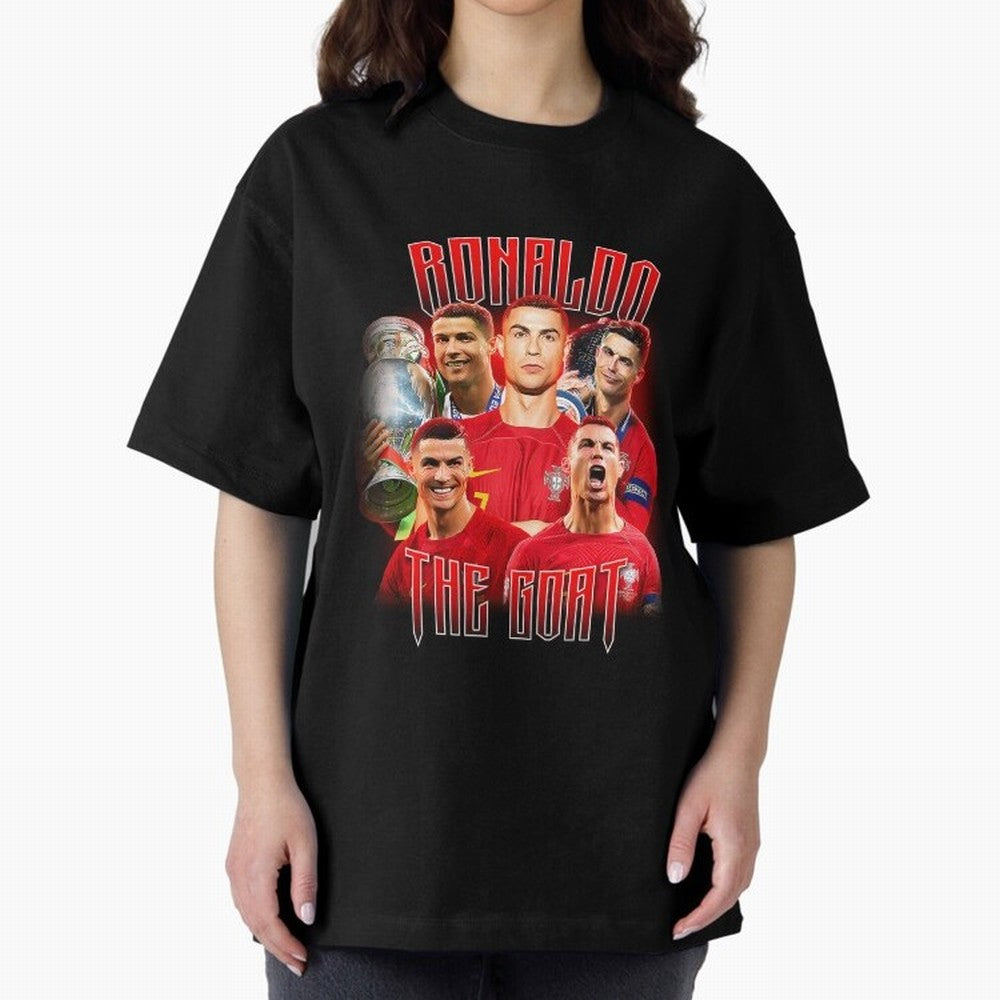 Cristiano Ronaldo The Goat Bootleg Oversized T-Shirt Celebrate Fan Culture around FIFA World Cup 2026 Spirit, Made for Argentina, Messi, Goal Celebration Energy, Supporter Heritage, Football Icons and Worldwide Tournament Joy; Great for Watch